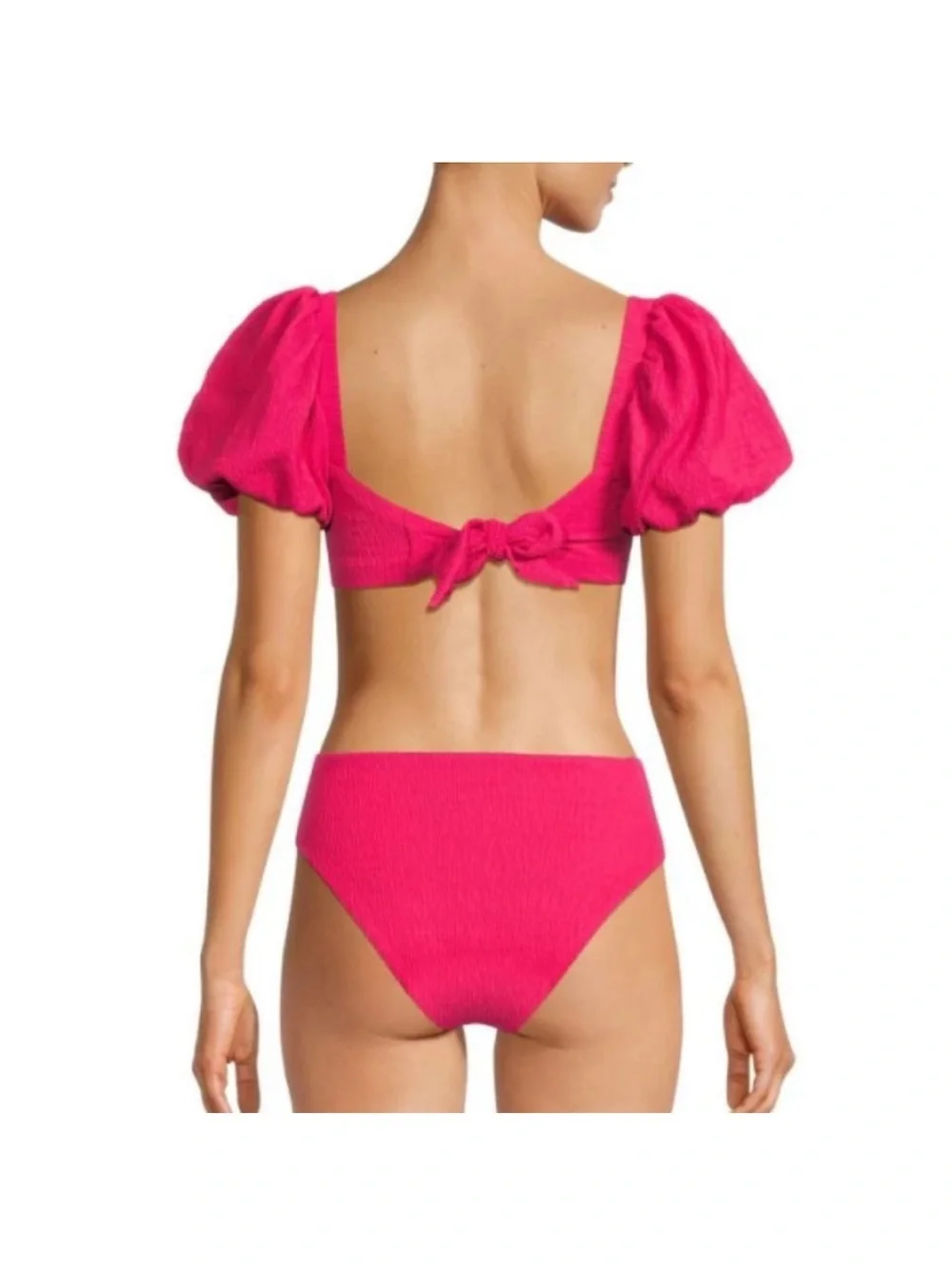Agua Bendita 'Calista/Isabella' 2-PC Textured Bikini Set, Bright Rose L NWT